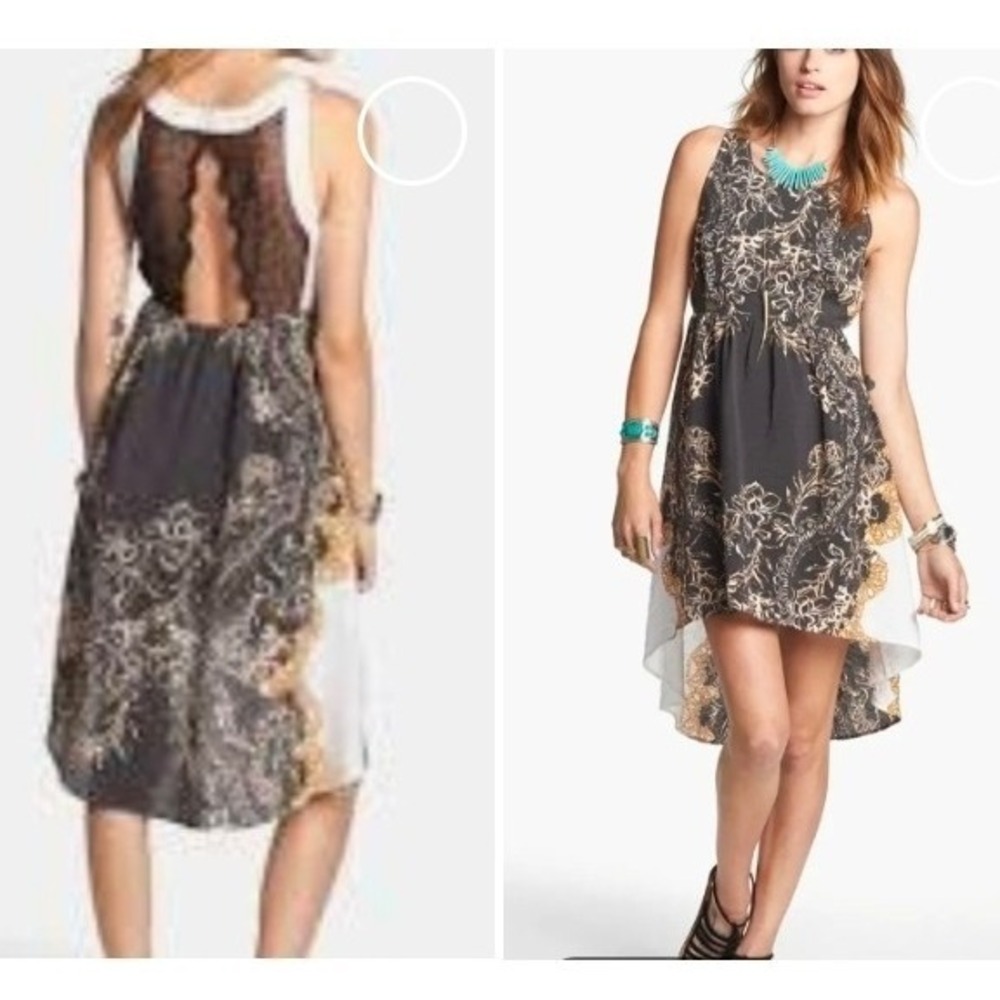 Free People Russian Plate Lace High Low Dress Open Lace Back Boho‎ Chic Sz XS